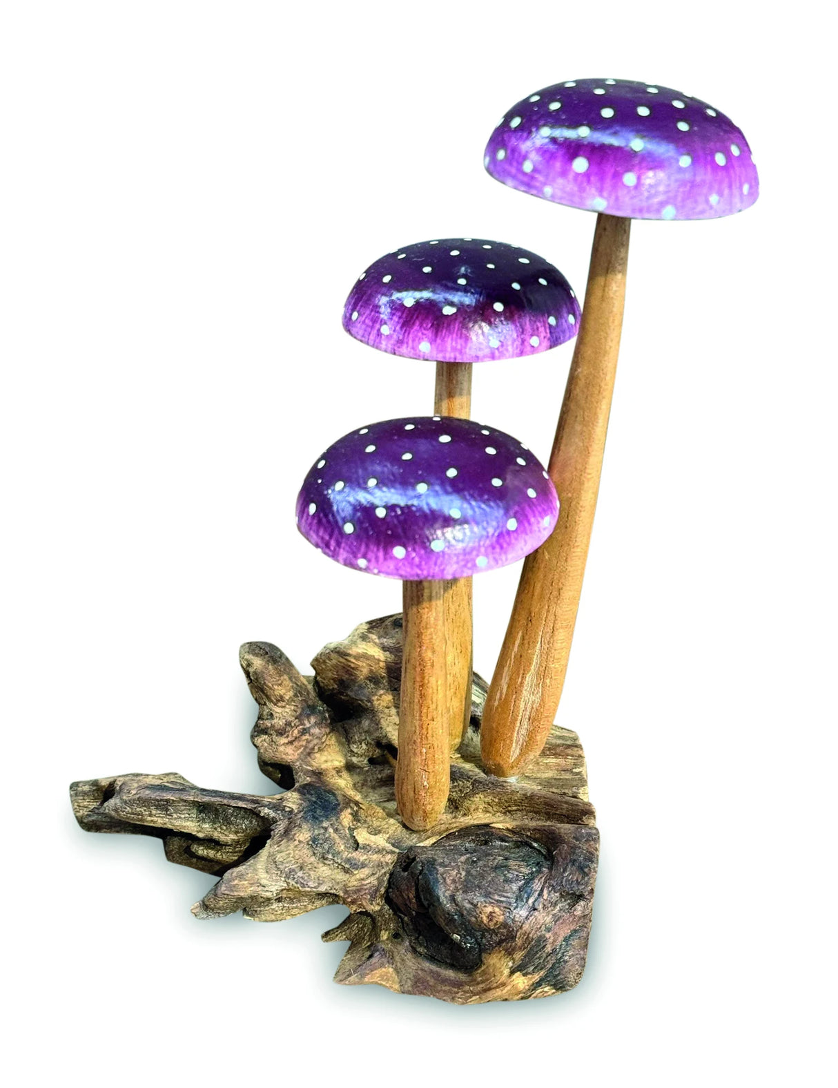 AMETHYST PURPLE 3 MUSHROOM SCULPTURE 16cm.