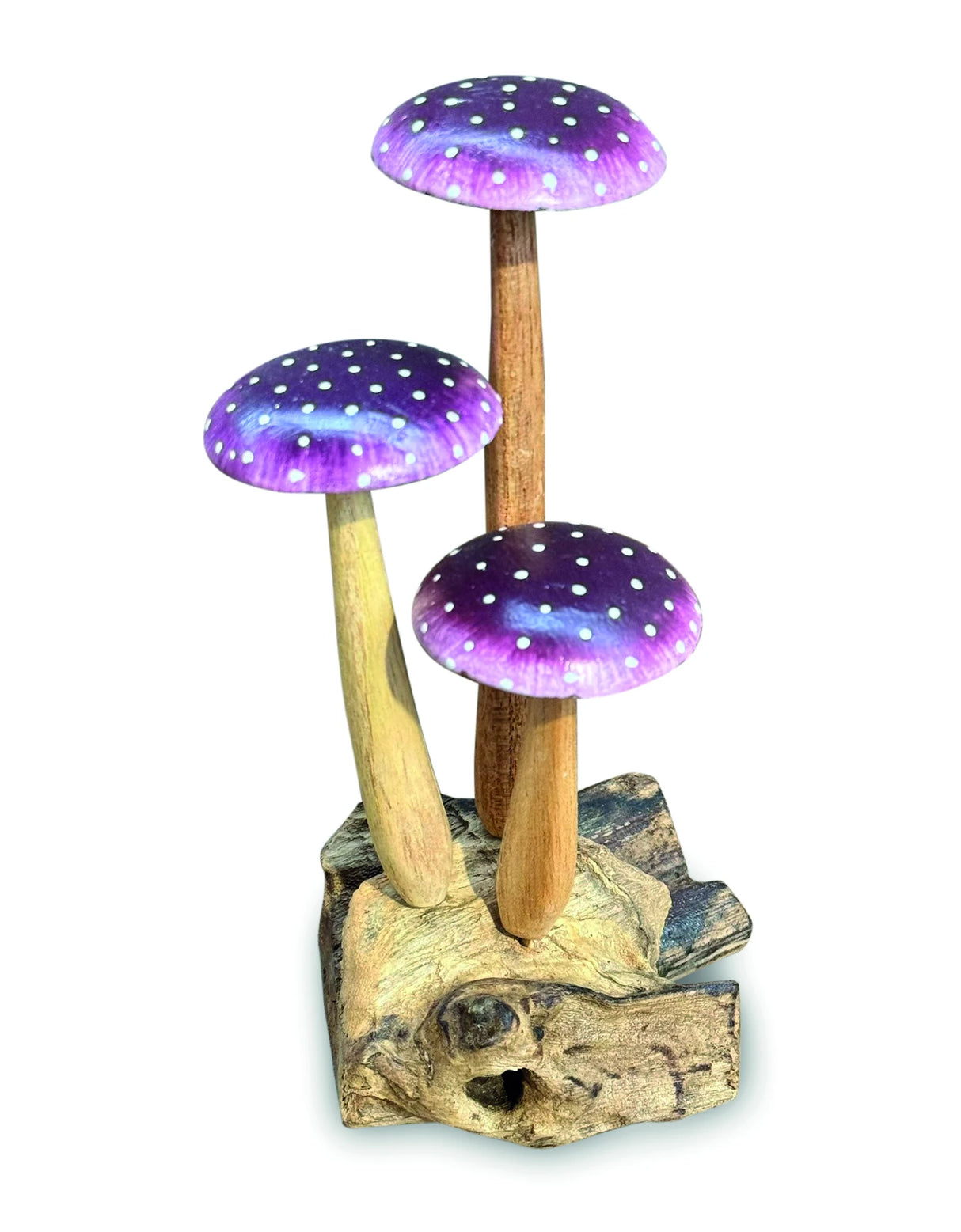 AMETHYST PURPLE 3 MUSHROOM SCULPTURE 16cm.
