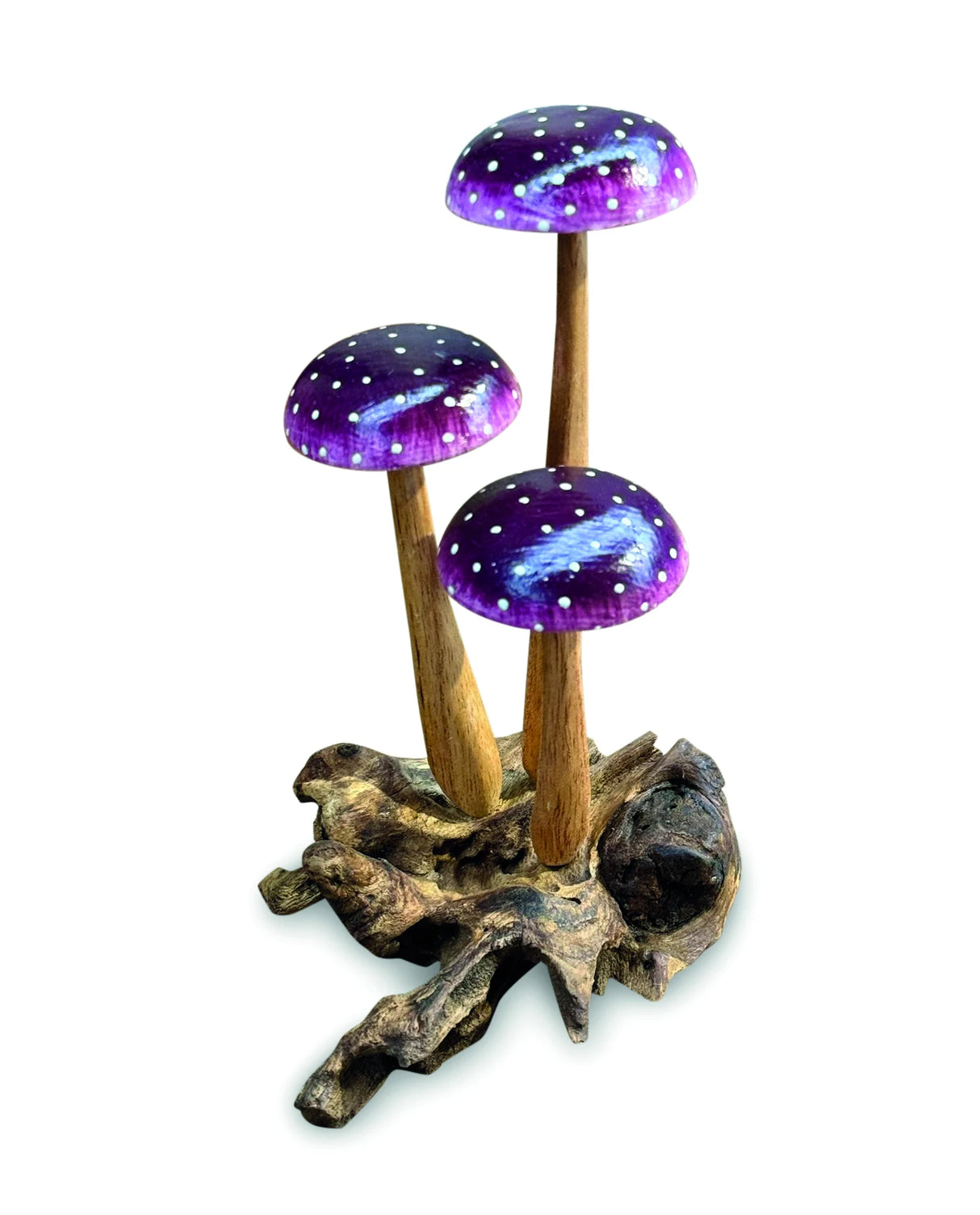 AMETHYST PURPLE 3 MUSHROOM SCULPTURE 16cm.