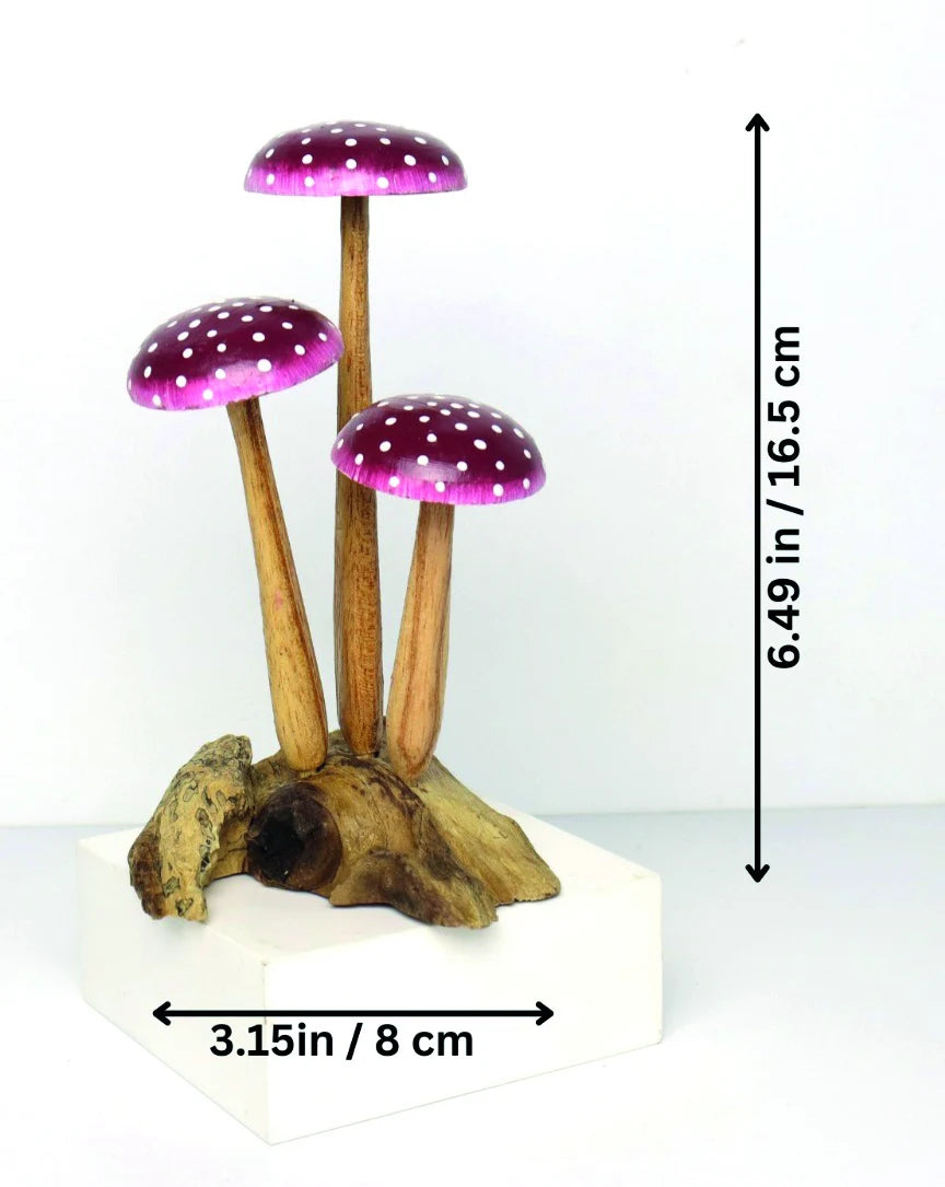 AMETHYST PURPLE 3 MUSHROOM SCULPTURE 16cm.