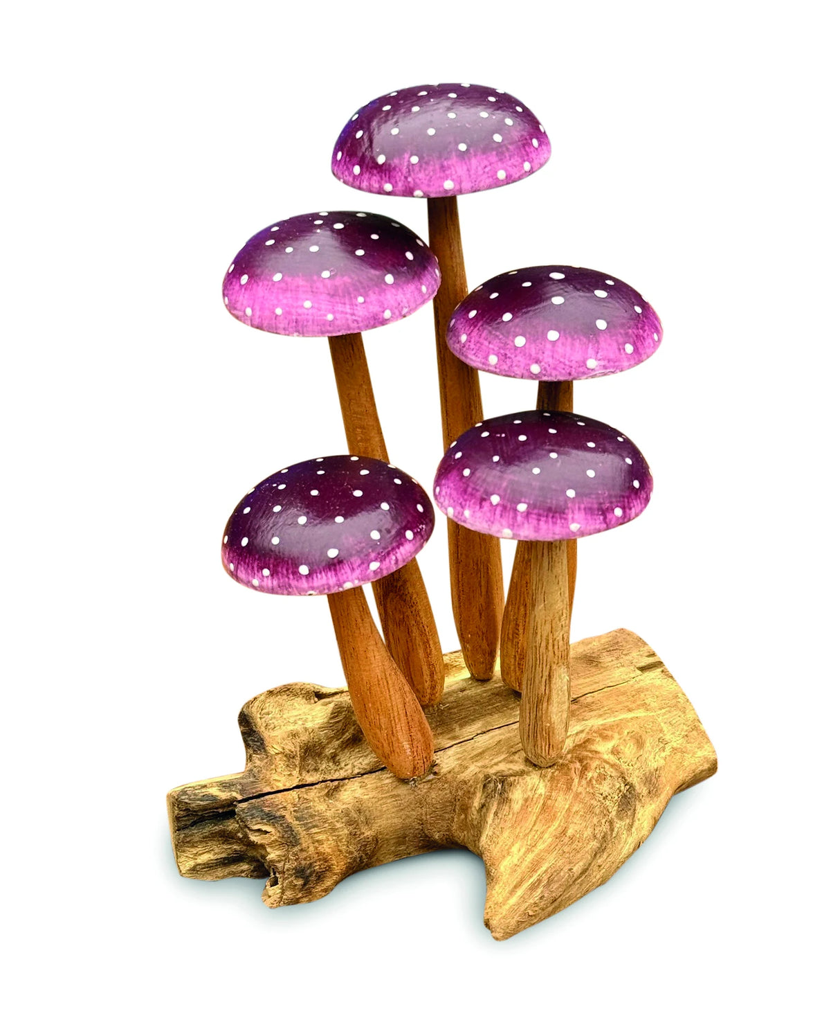 AMETHYST PURPLE 5 MUSHROOM SCULPTURE 16cm.