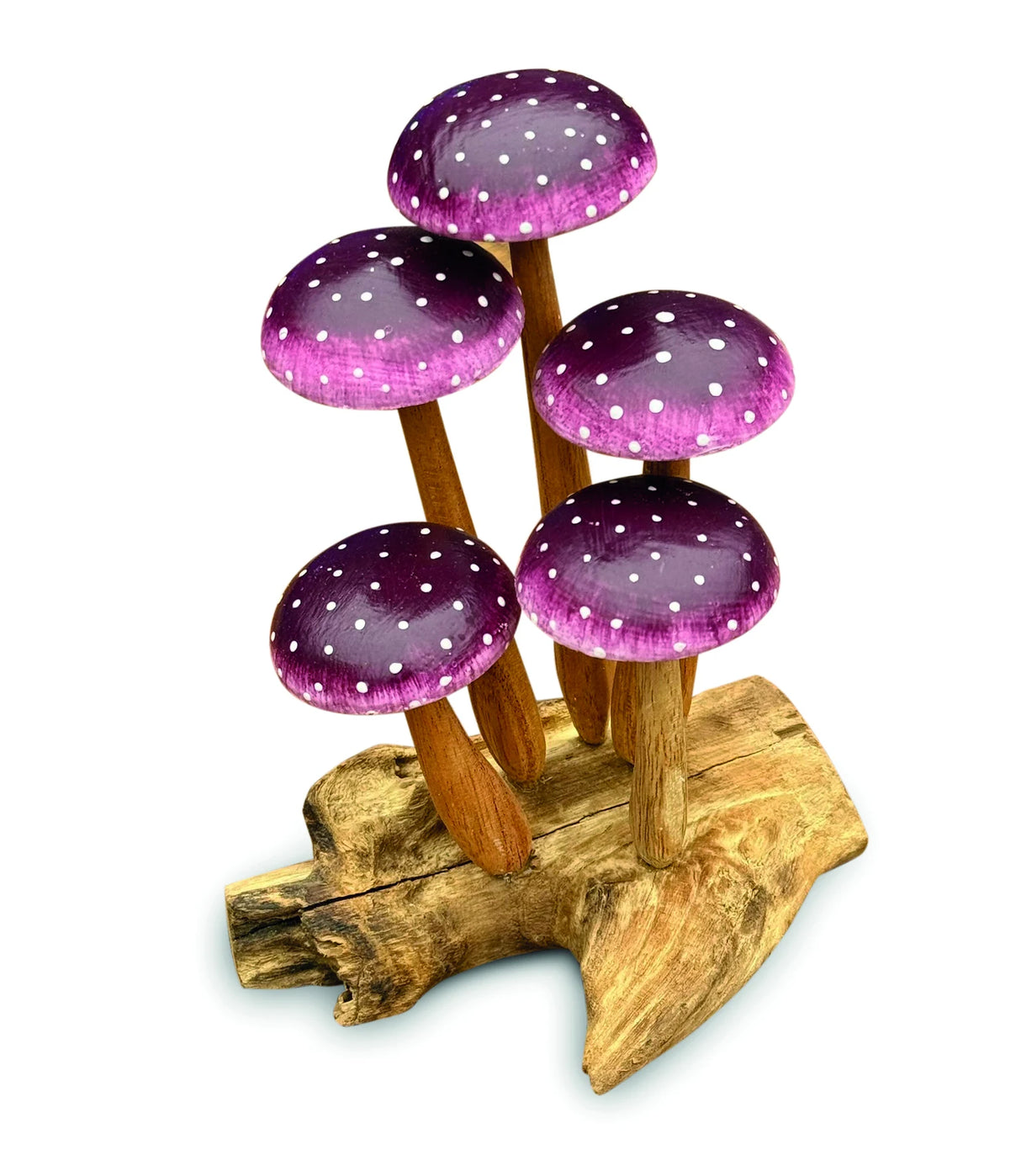 AMETHYST PURPLE 5 MUSHROOM SCULPTURE 16cm.
