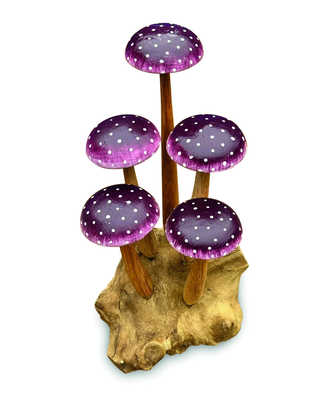 AMETHYST PURPLE 5 MUSHROOM SCULPTURE 16cm.