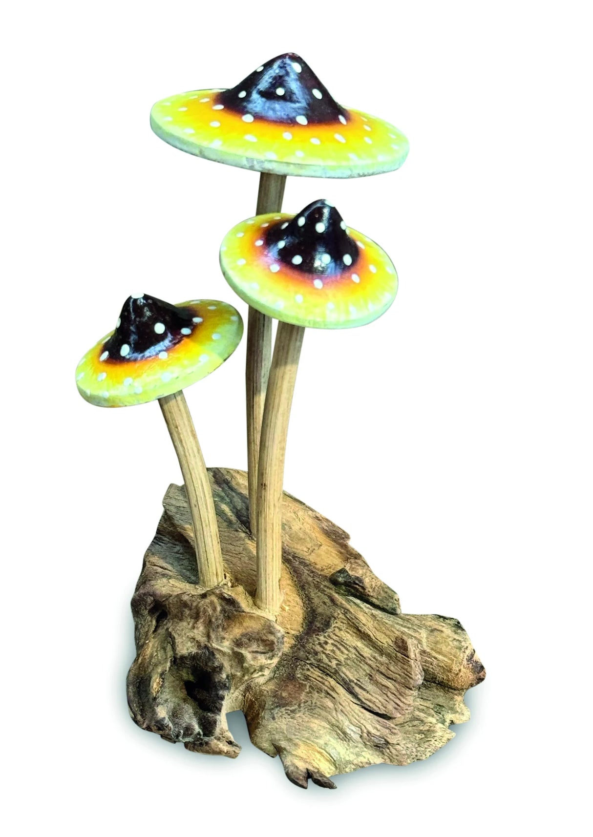 AMANITA YELLOW PSYCHEDELIC 3x MUSHROOMS 14cm.