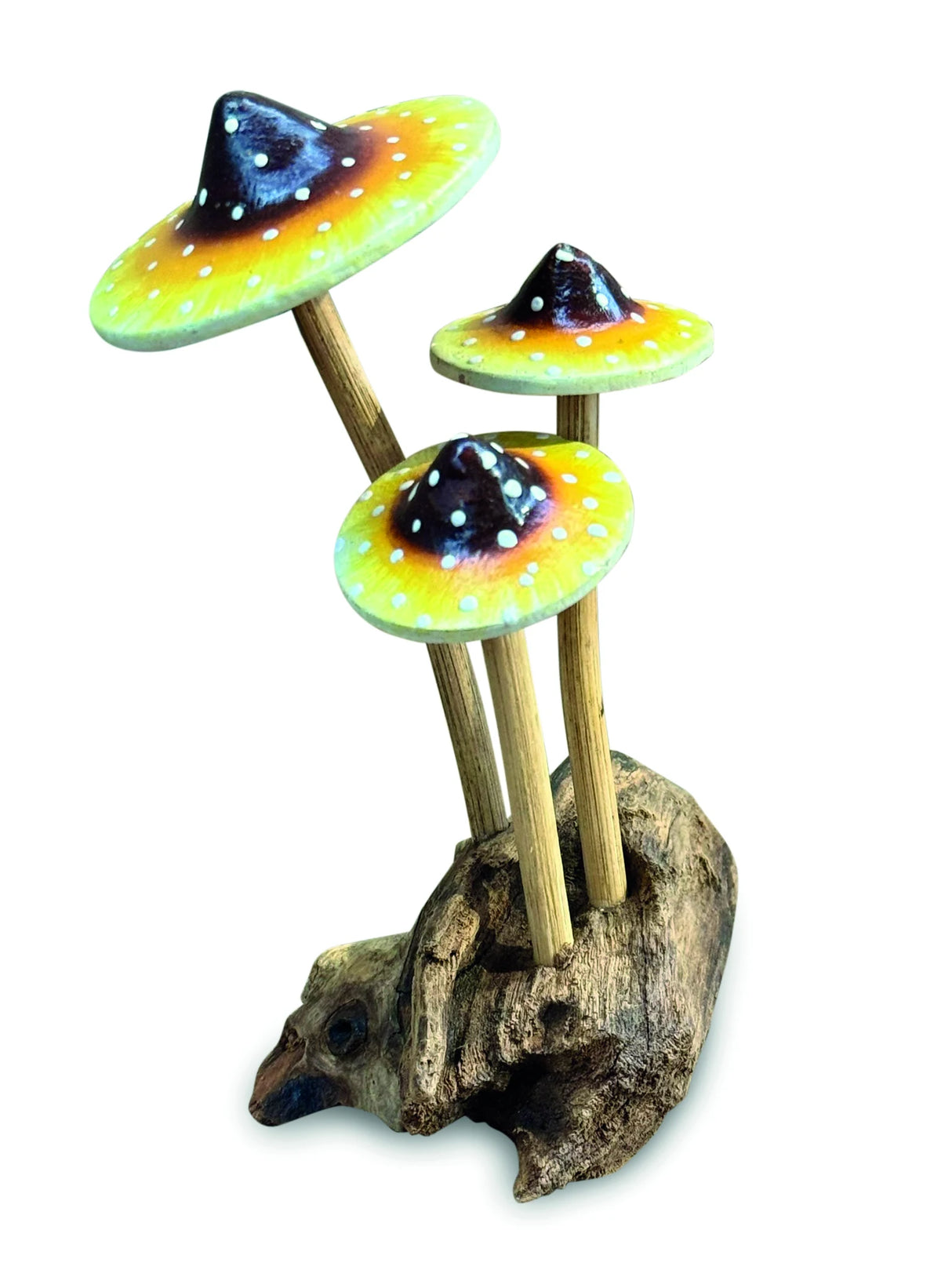 AMANITA YELLOW PSYCHEDELIC 3x MUSHROOMS 14cm.