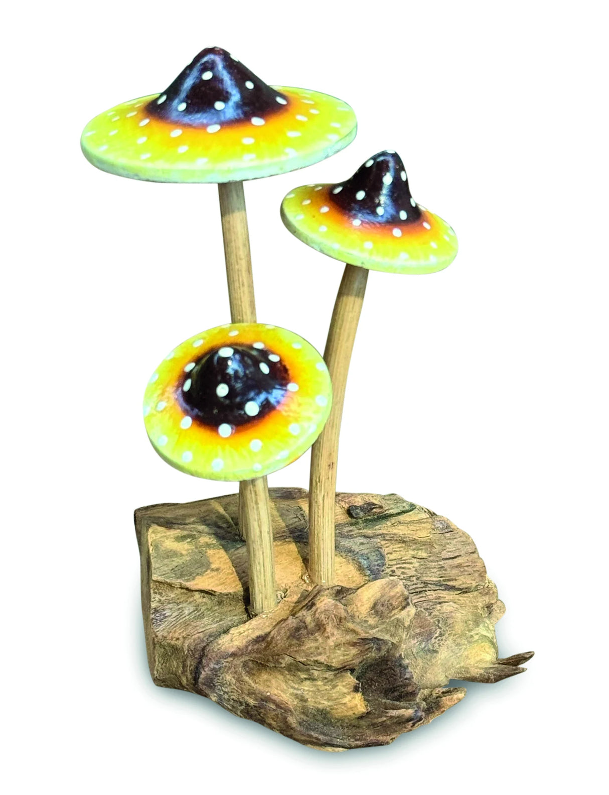 AMANITA YELLOW PSYCHEDELIC 3x MUSHROOMS 14cm.