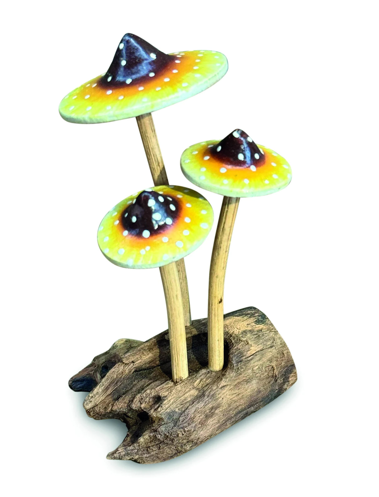 AMANITA YELLOW PSYCHEDELIC 3x MUSHROOMS 14cm.