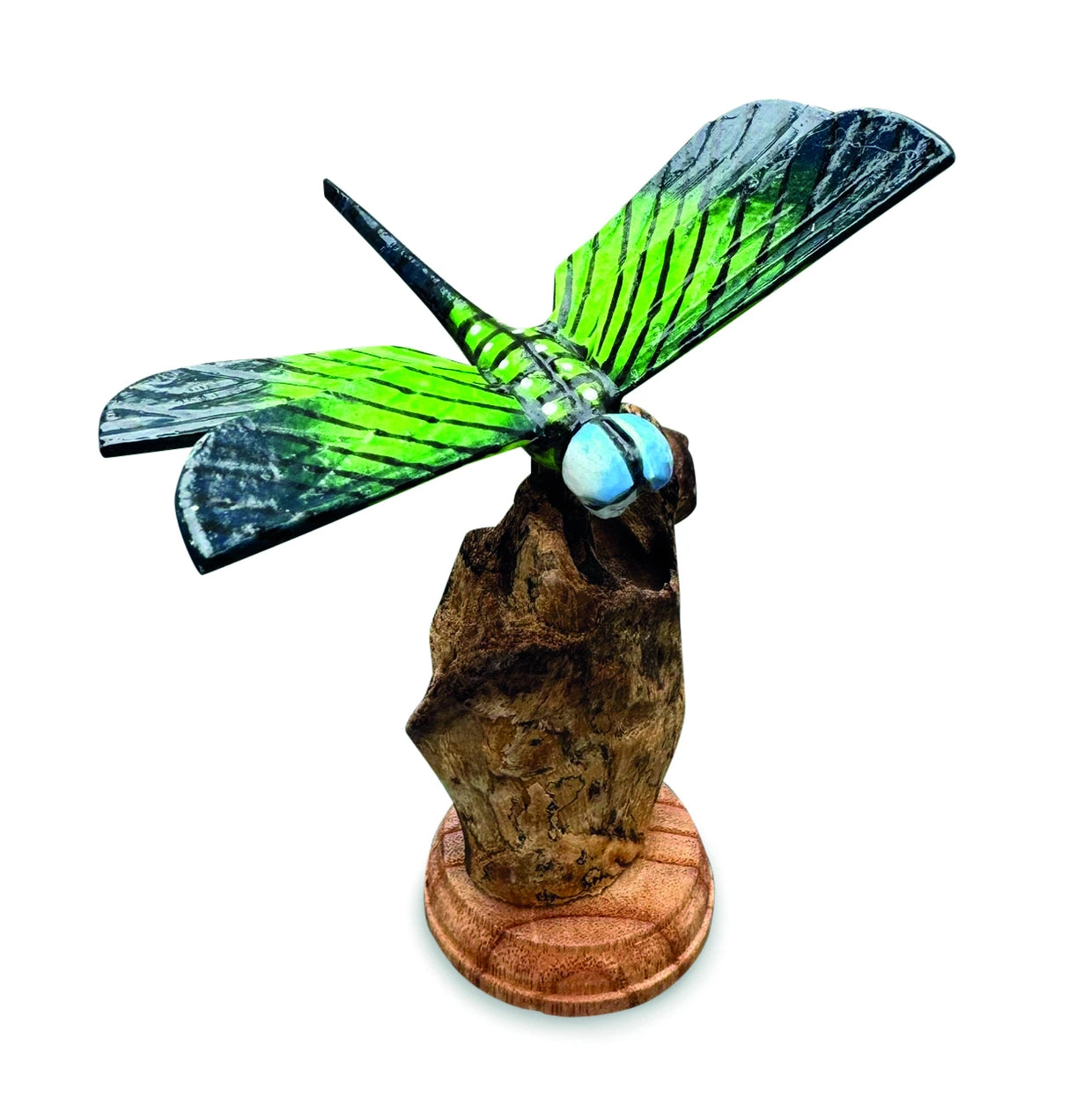 Single Emperor Dragonfly On Driftwood H14cm