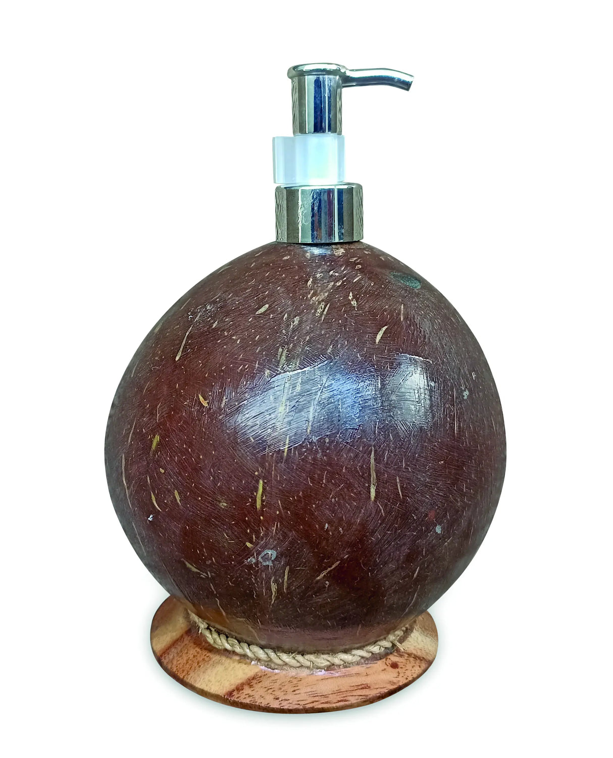 COCONUT SHELL LOTION/SOAP DISPENSER ROUND