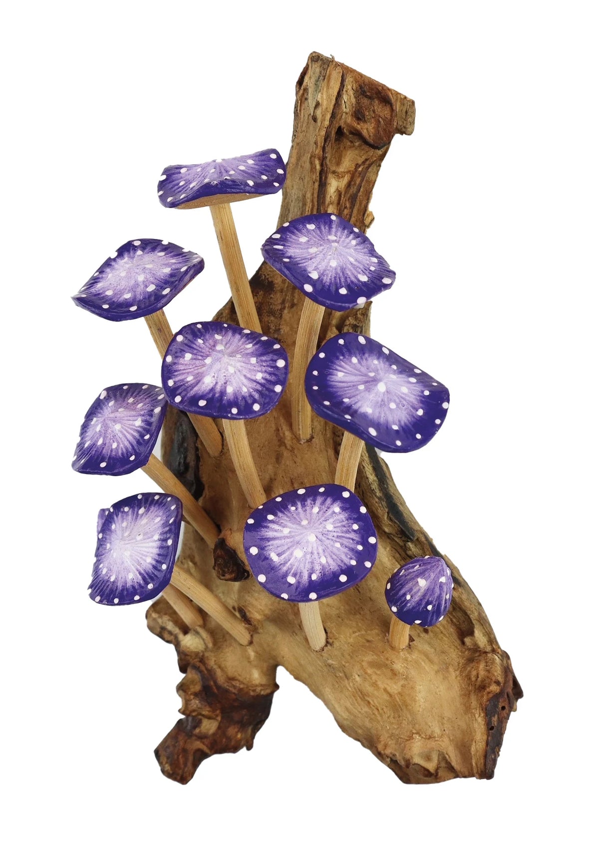 10 INDIGO MUSHROOMS CLUSTER MINI SCULPTURE (WALL MOUNTED)