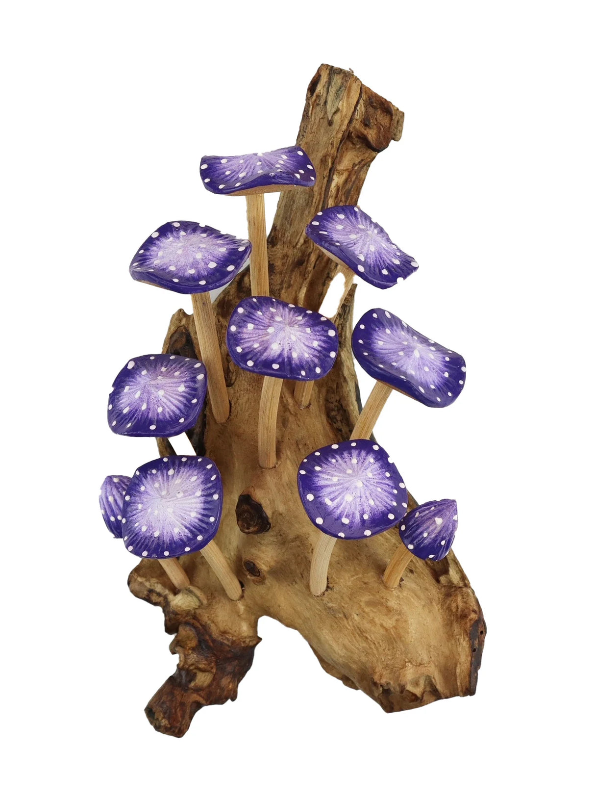 10 INDIGO MUSHROOMS CLUSTER MINI SCULPTURE (WALL MOUNTED)