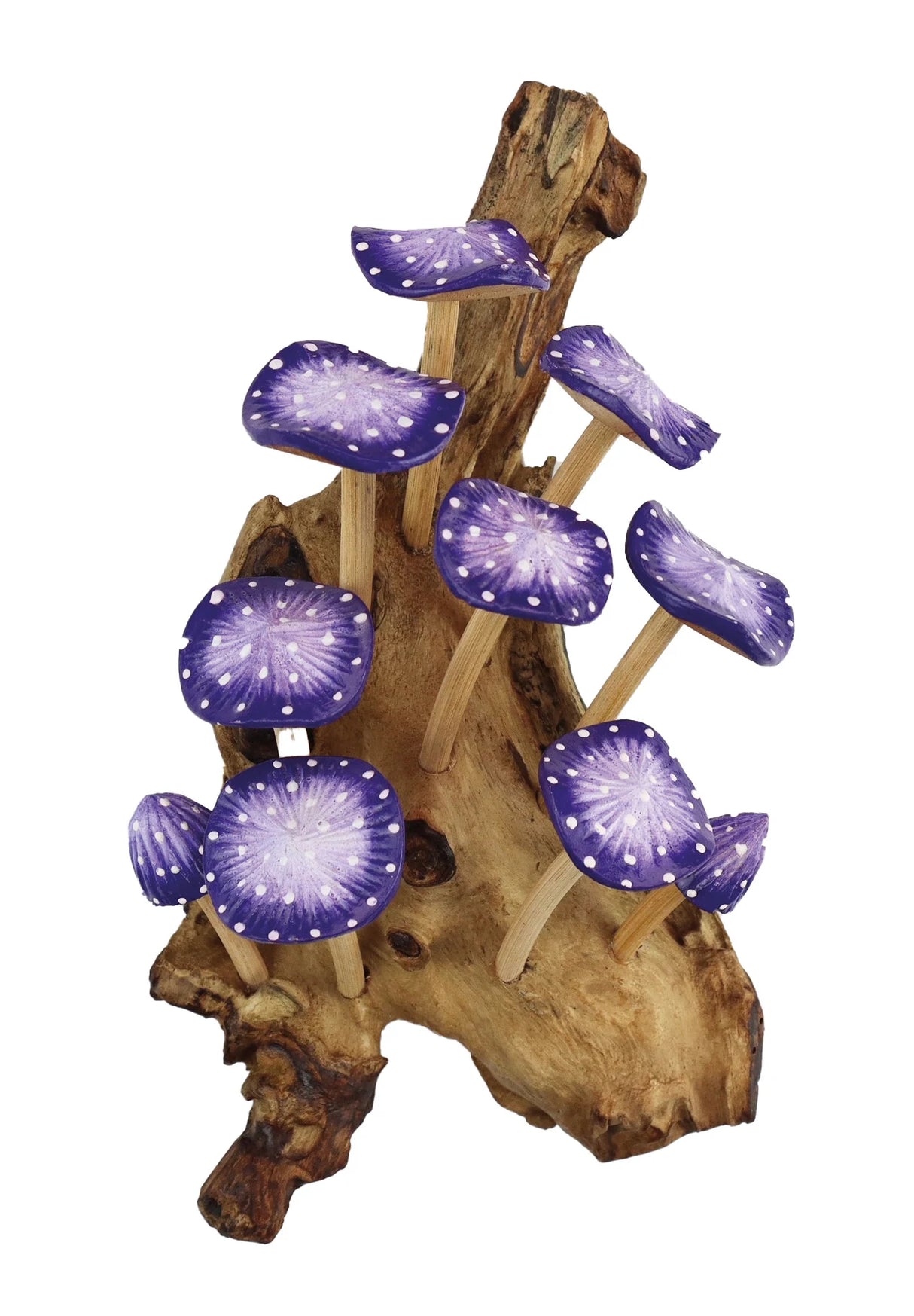 10 INDIGO MUSHROOMS CLUSTER MINI SCULPTURE (WALL MOUNTED)
