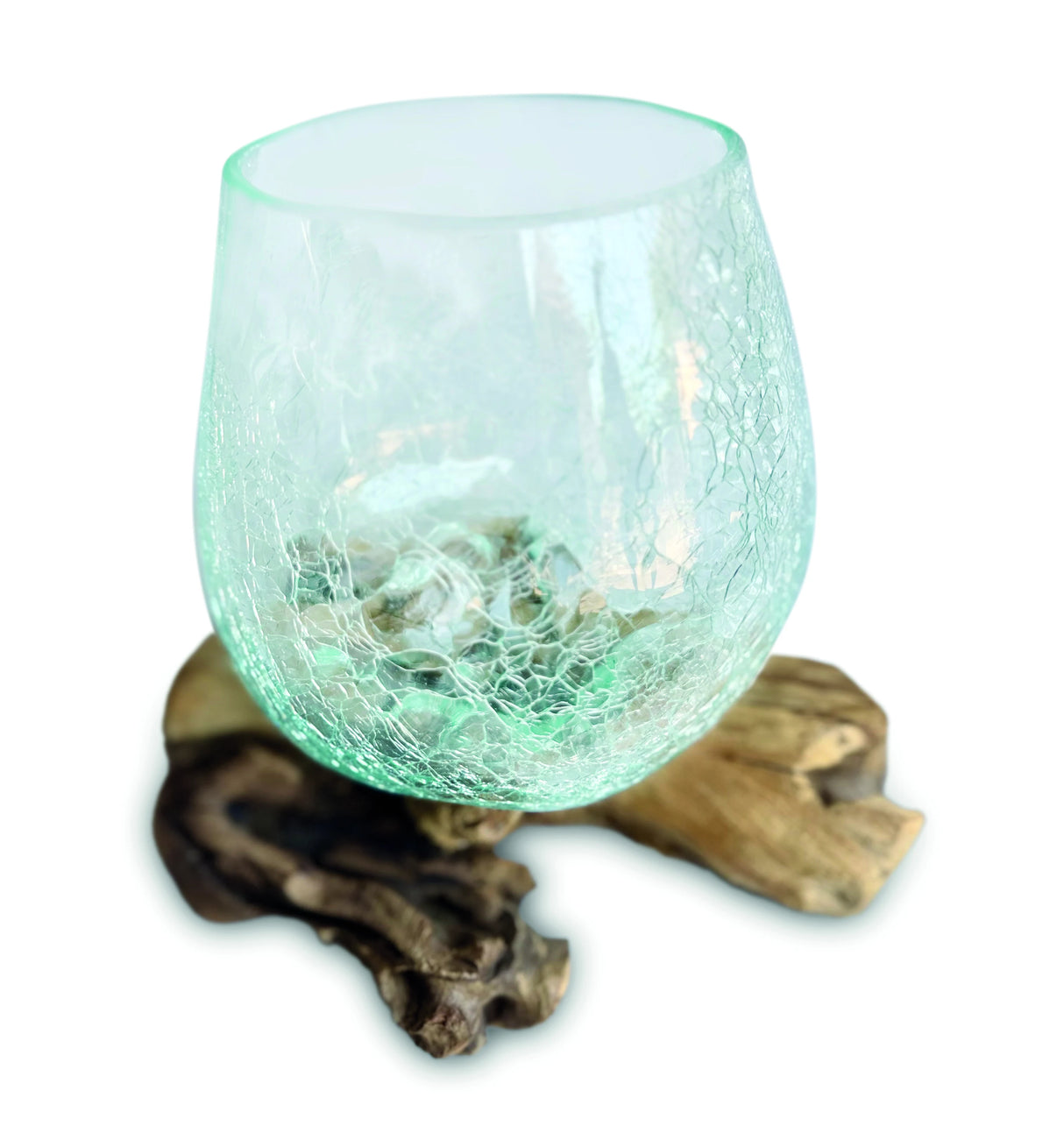 CRACKLE GLASS BOWL 17 CM