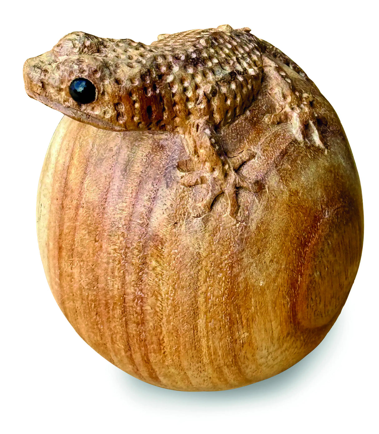Hand-Carved Gecko On Egg Large 13cm