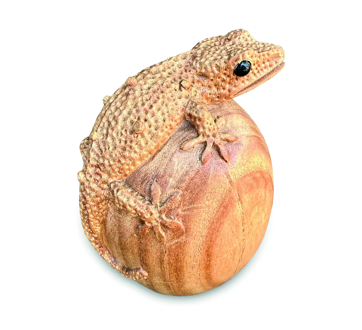 HANDCARVED GECKO ON EGG LARGE 13 CM