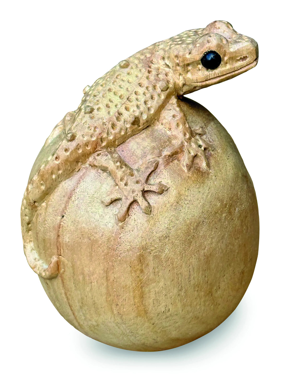 Hand-Carved Gecko On Egg Large 13cm