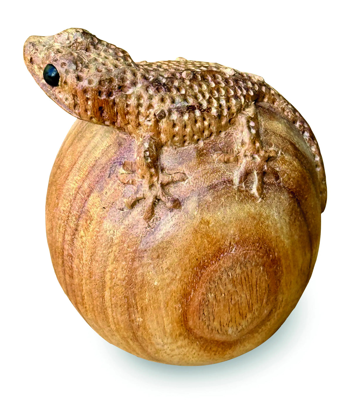 Hand-Carved Gecko On Egg Large 13cm