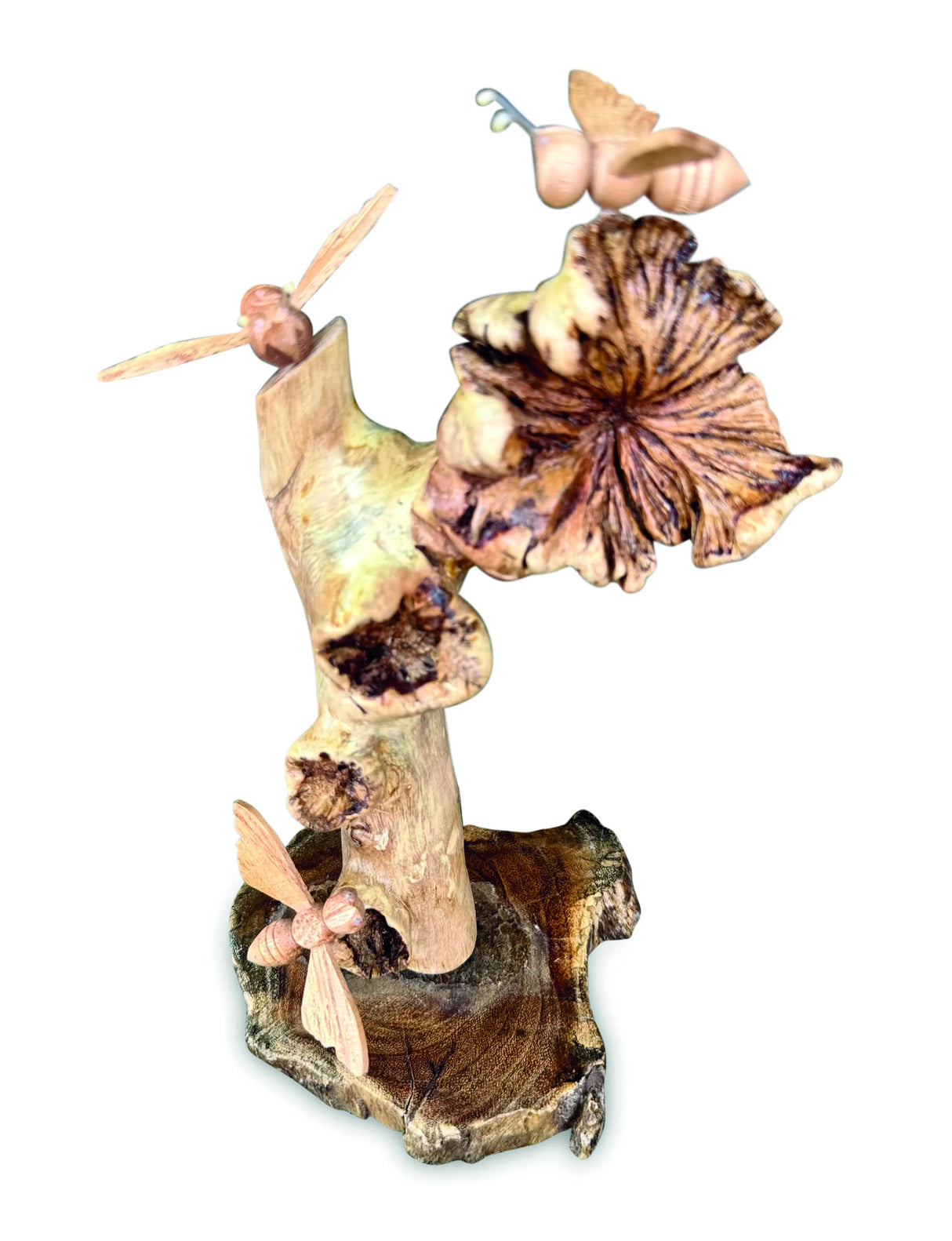 NATURAL 3 BUMBLEBEES ON PARASITE WOOD 18 CM