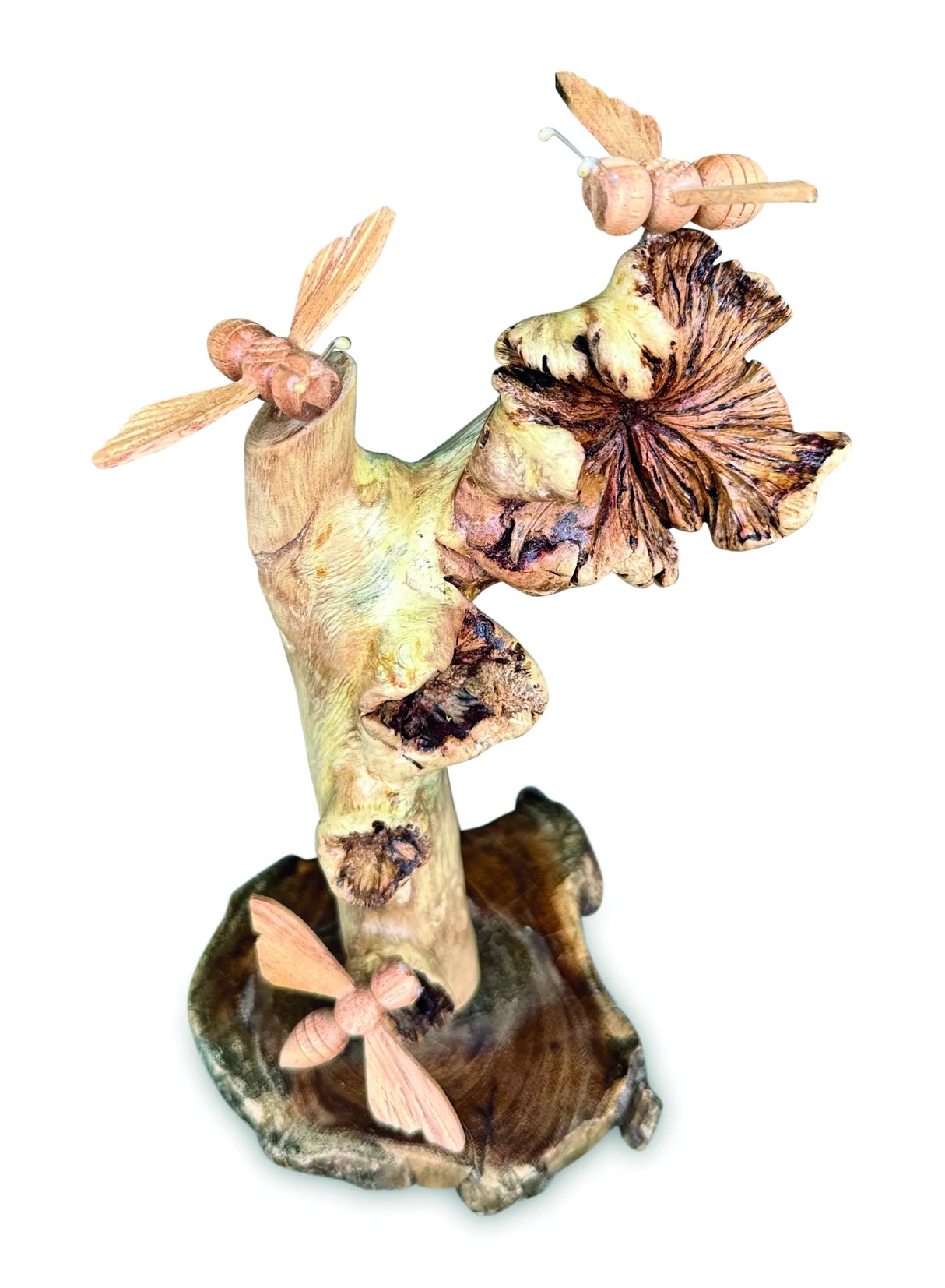 NATURAL 3 BUMBLEBEES ON PARASITE WOOD 18 CM