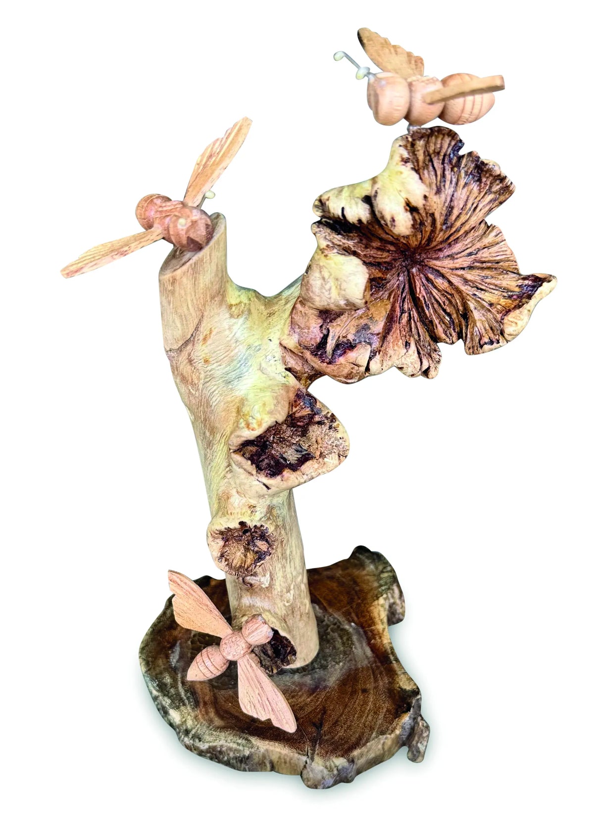 NATURAL 3 BUMBLEBEES ON PARASITE WOOD 18 CM