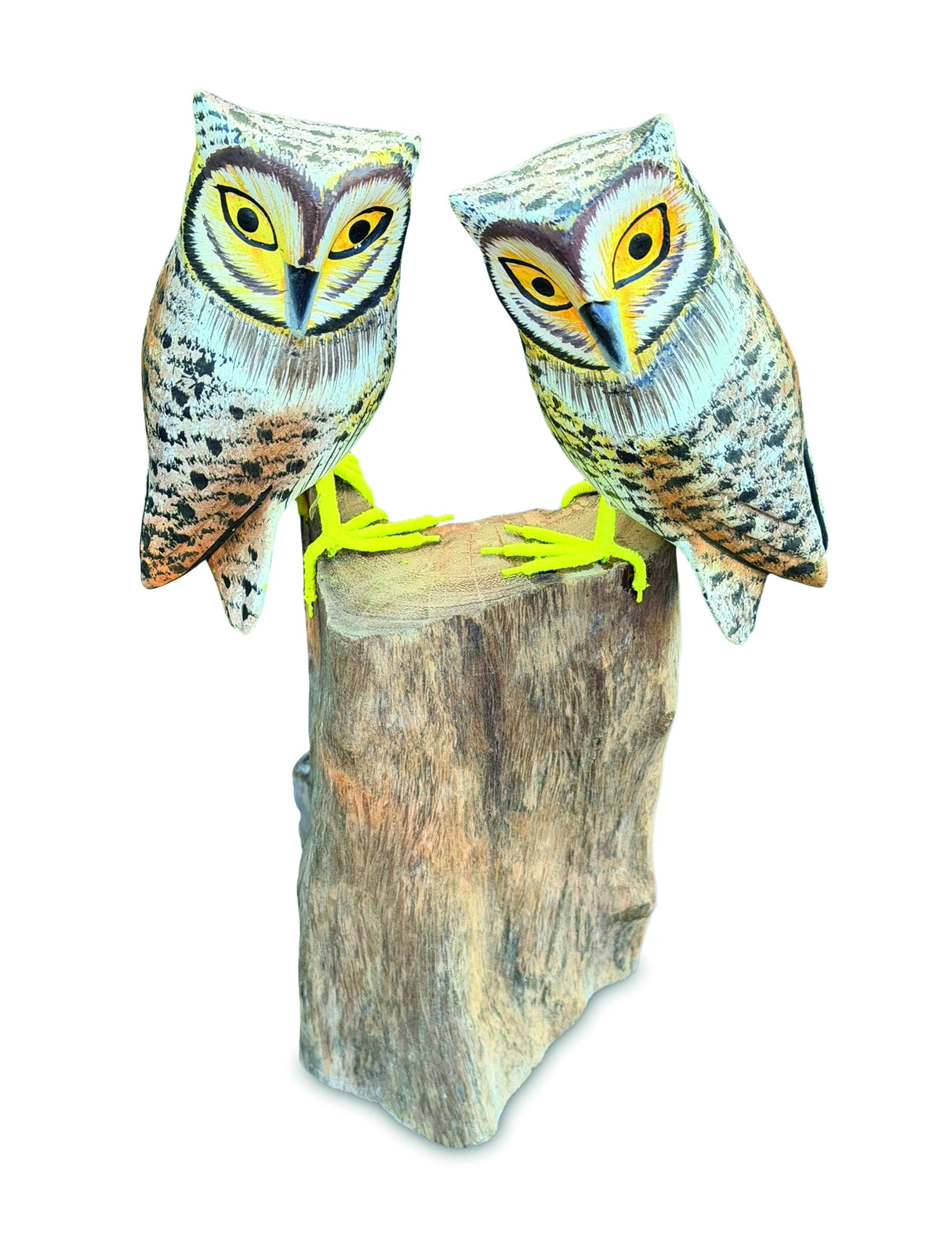 Painted Double Tawny Owls 27cm