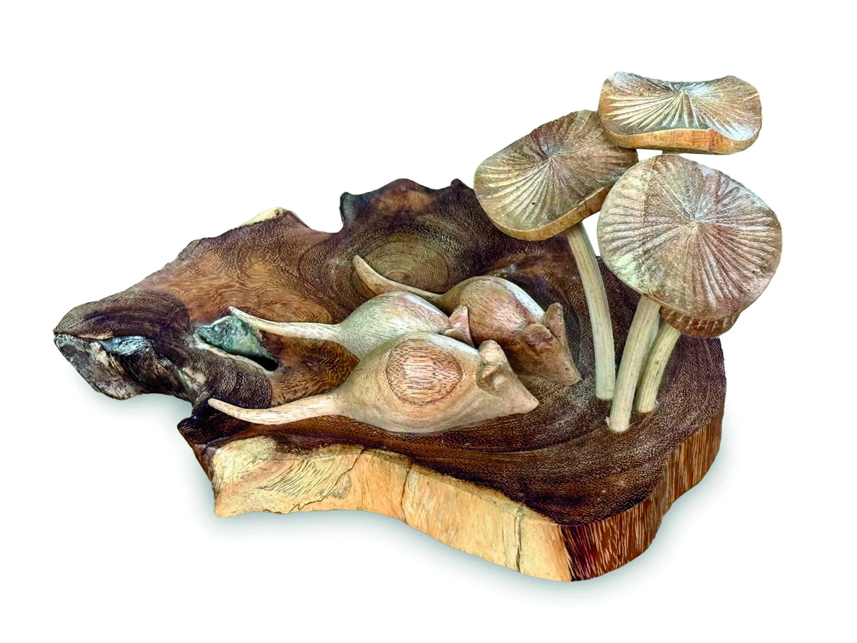 3 BLIND MICE WITH MUSHROOMS 10 CM