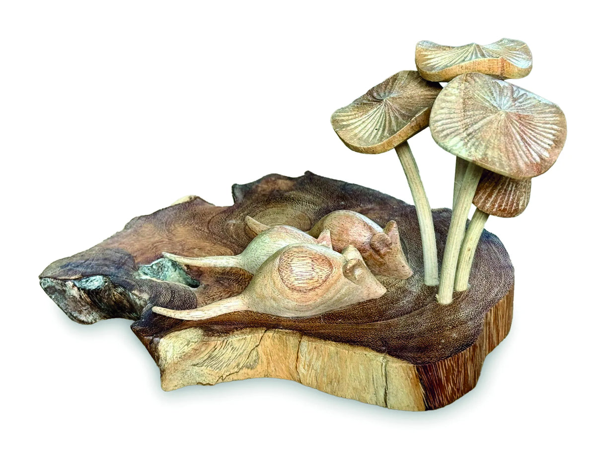 3 BLIND MICE WITH MUSHROOMS 10 CM