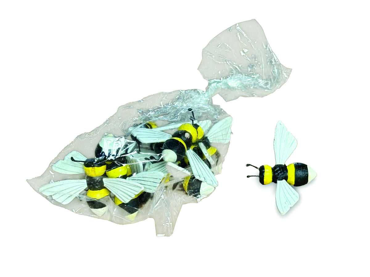 Pack Of 10 Painted Wooden Bees Small 6.5cm