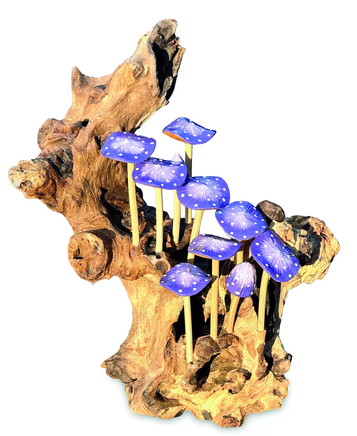 10 Lilac Mushrooms Cluster Mini Sculpture 25cm