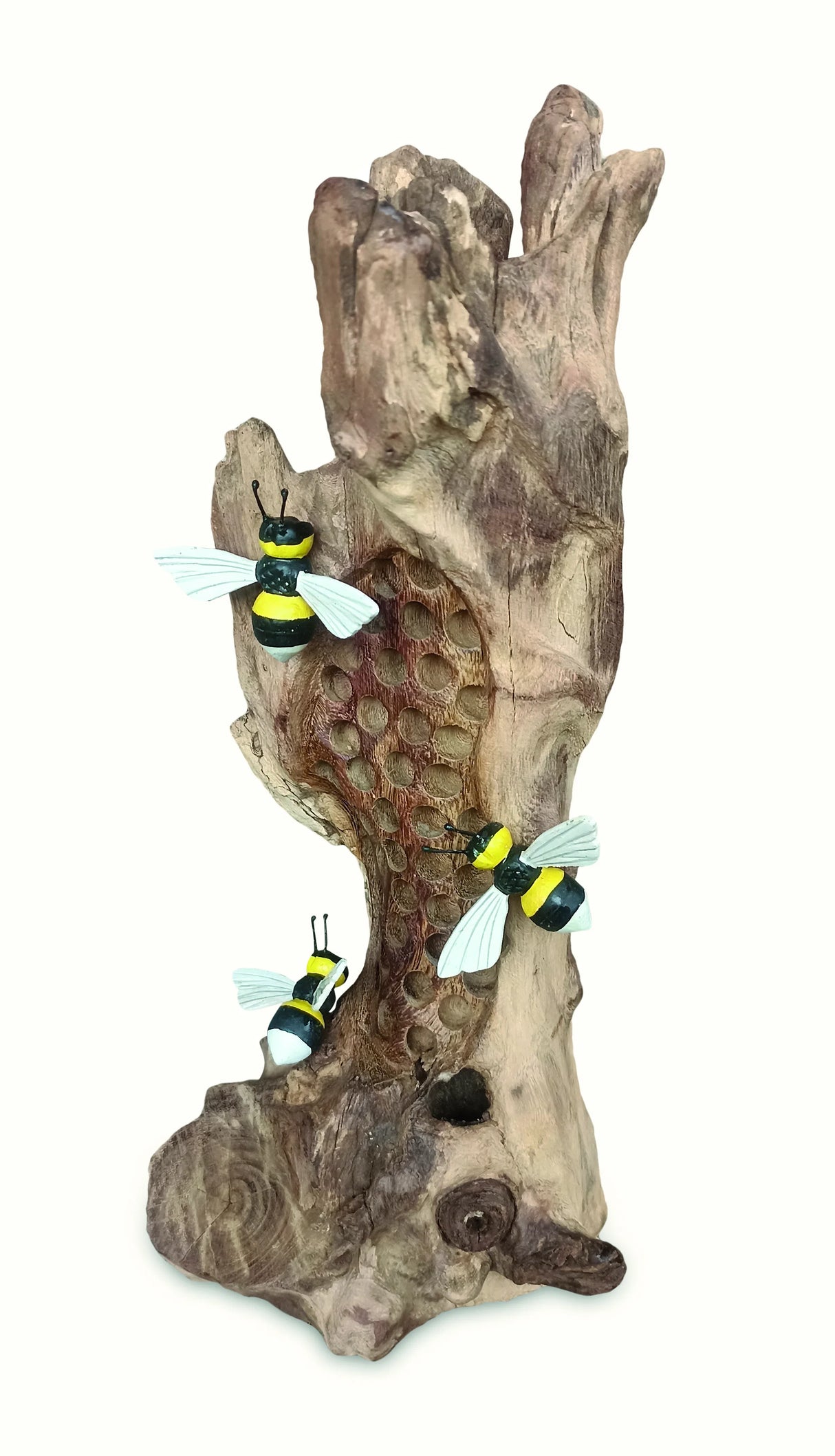 Bumblebee Honeycomb Sculpture 25cm With 3 Painted Bees