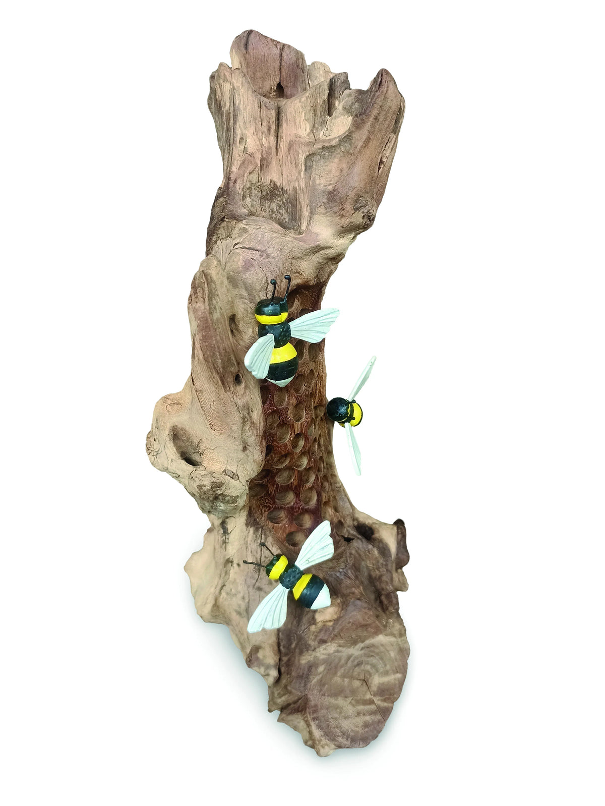 Bumblebee Honeycomb Sculpture 25cm With 3 Painted Bees