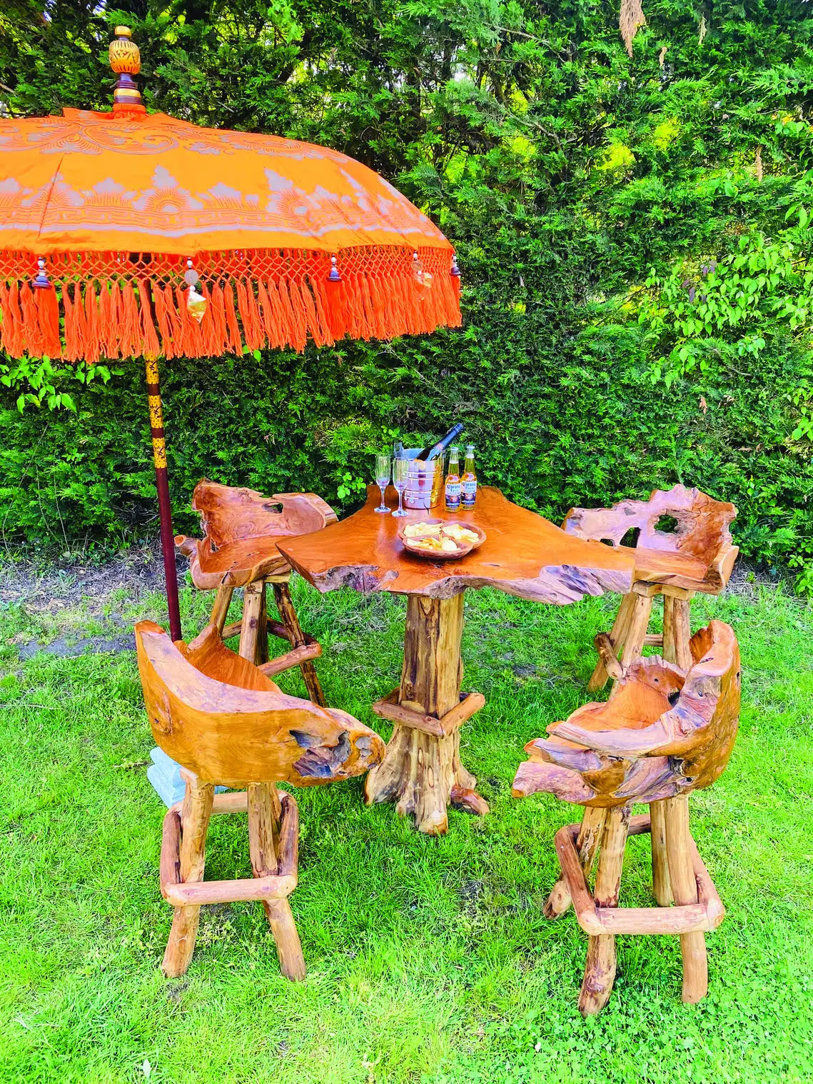 Bali Sun Parasol Citrus Orange And Gold 2m (With Pole Joint)