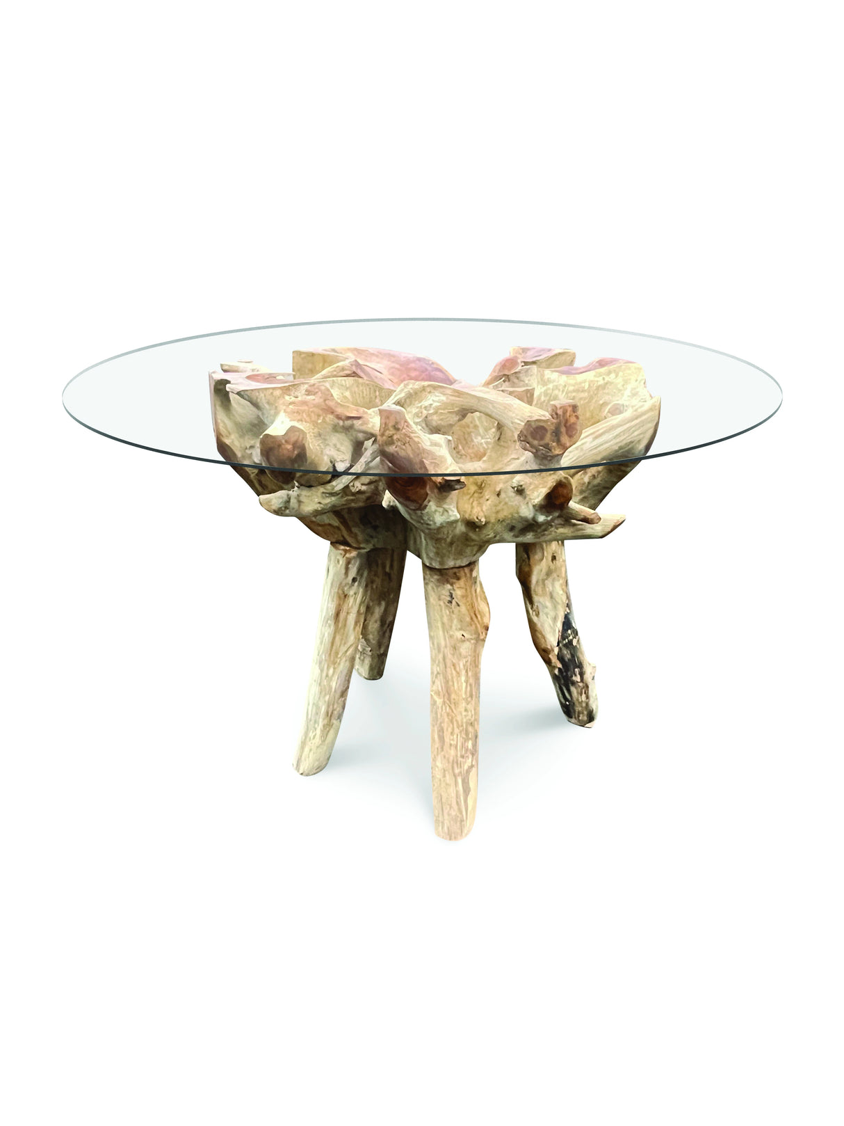 Root Round Dining Table Small With 120cm Round Glass