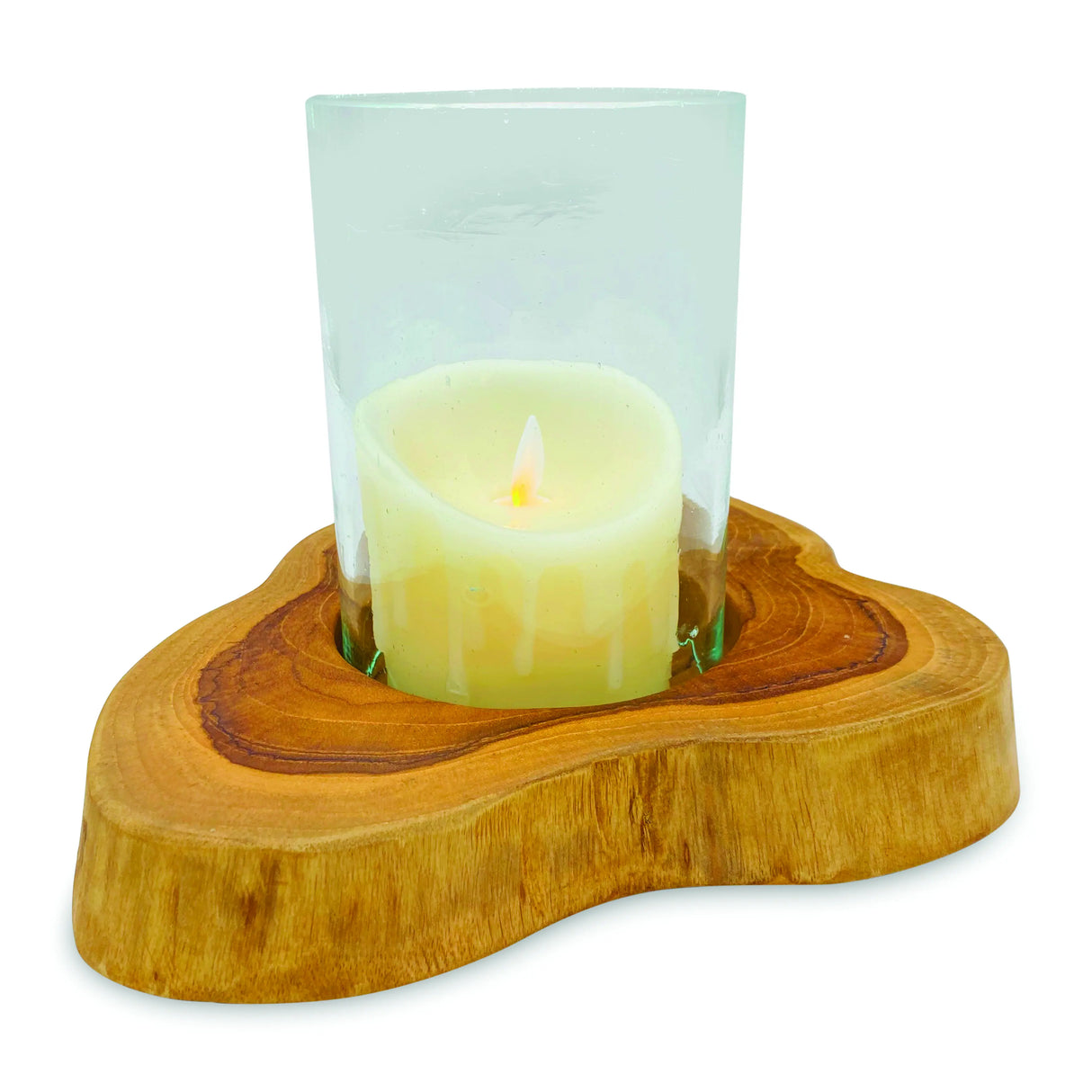 Root Natural Table Lantern With Glass