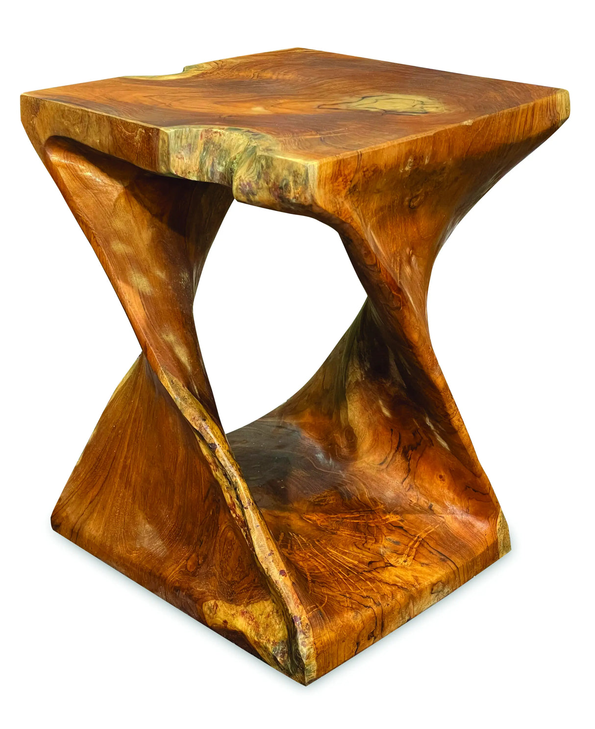 TEAK ROOT DRIFTWOOD TWIST LAMP TABLE/STOOL 40cm