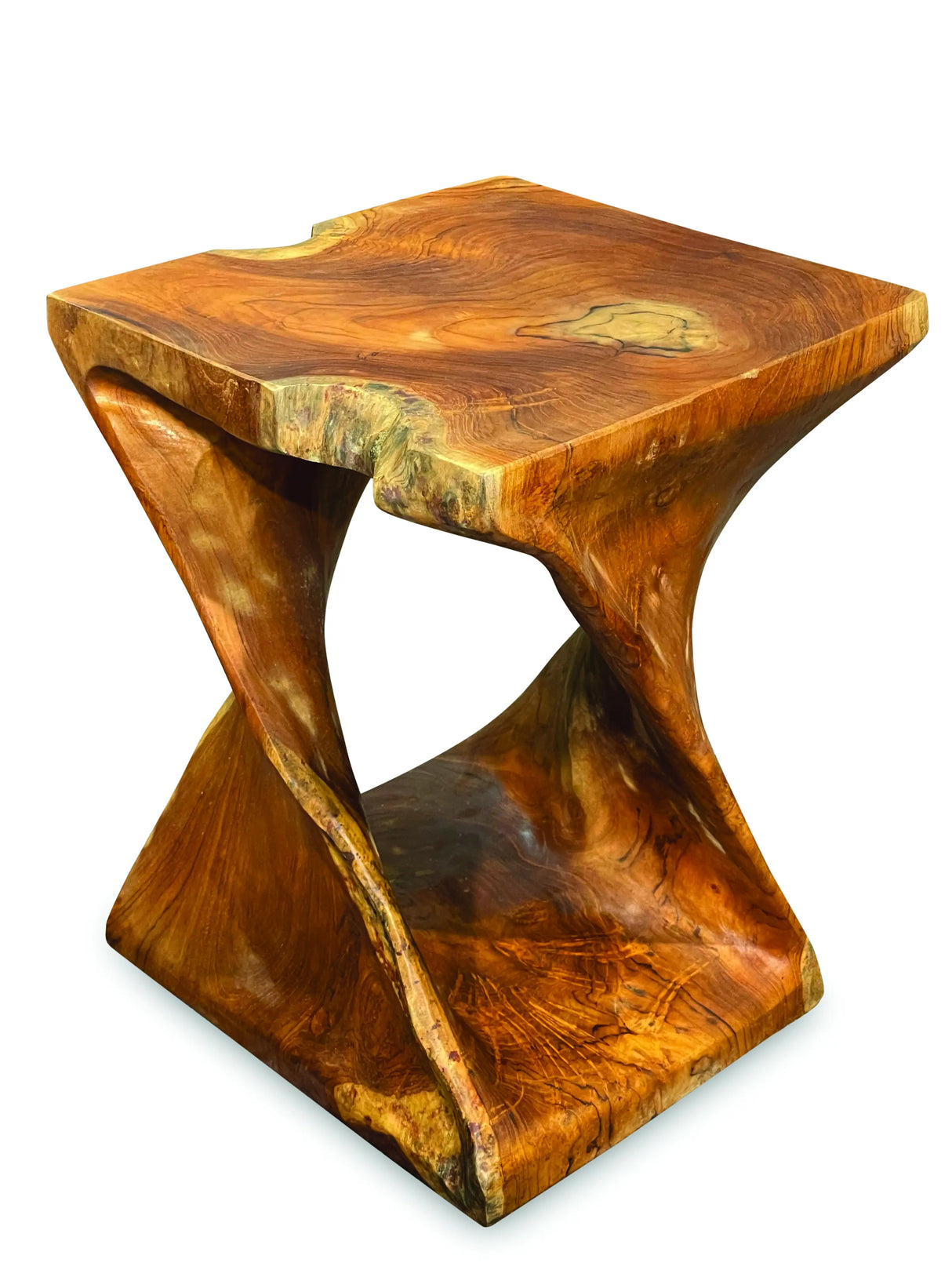 TEAK ROOT DRIFTWOOD TWIST LAMP TABLE/STOOL 40cm