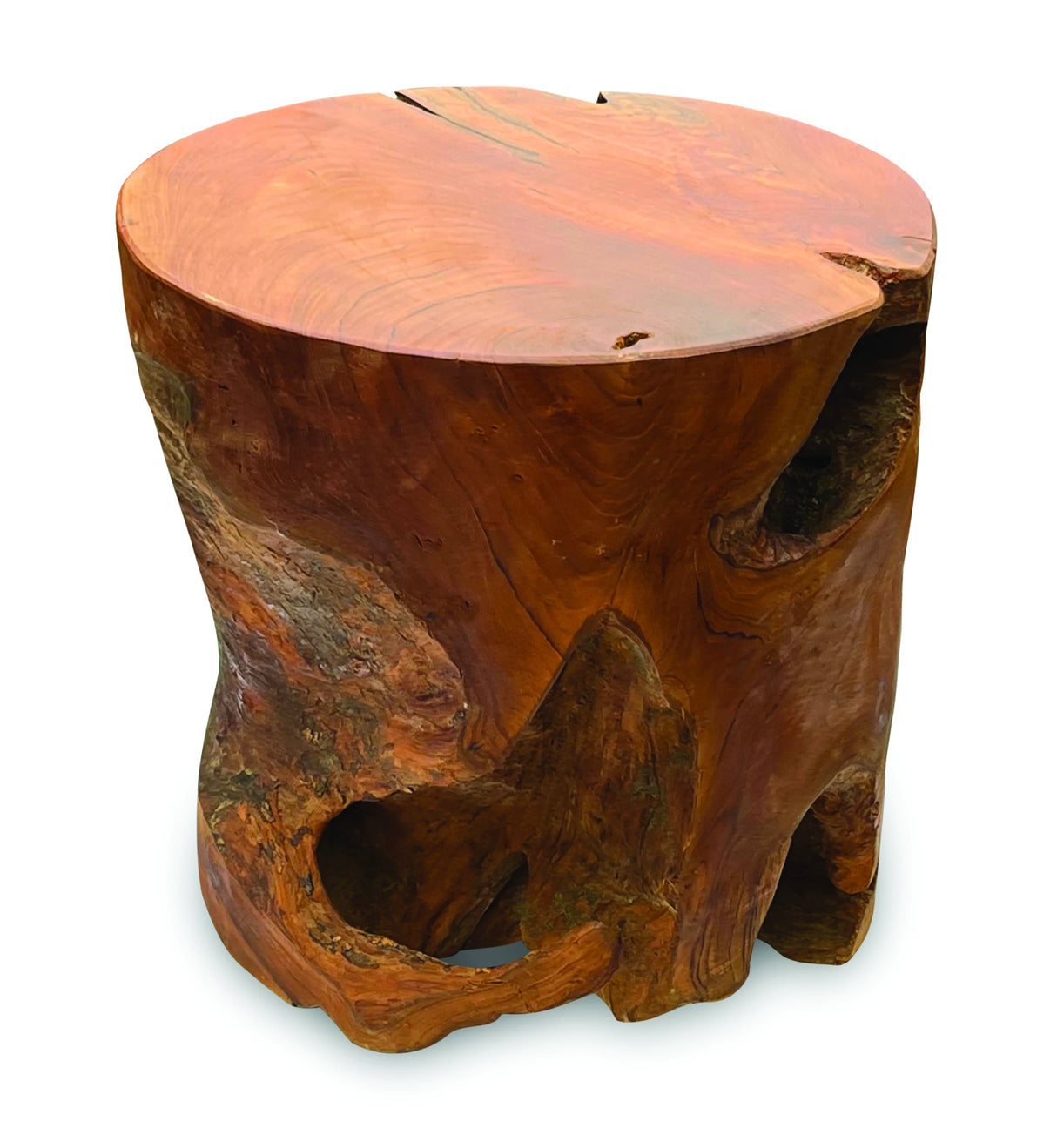Teak Round Solid Block Lamp Table 40x40cm