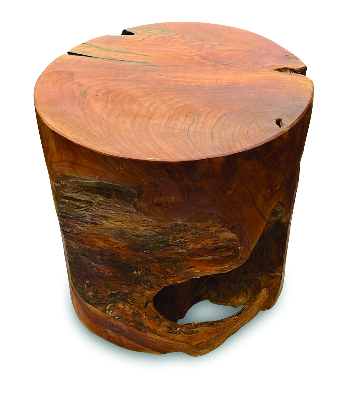 Teak Round Solid Block Lamp Table 40x40cm