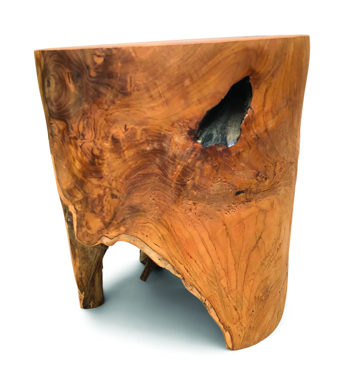 Teak Round Solid Block Lamp Table 40x40cm