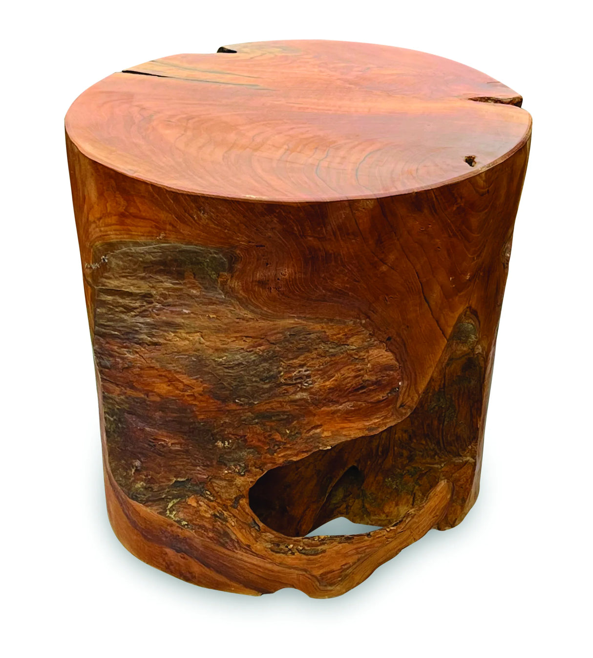 Teak Round Solid Block Lamp Table 40x40cm