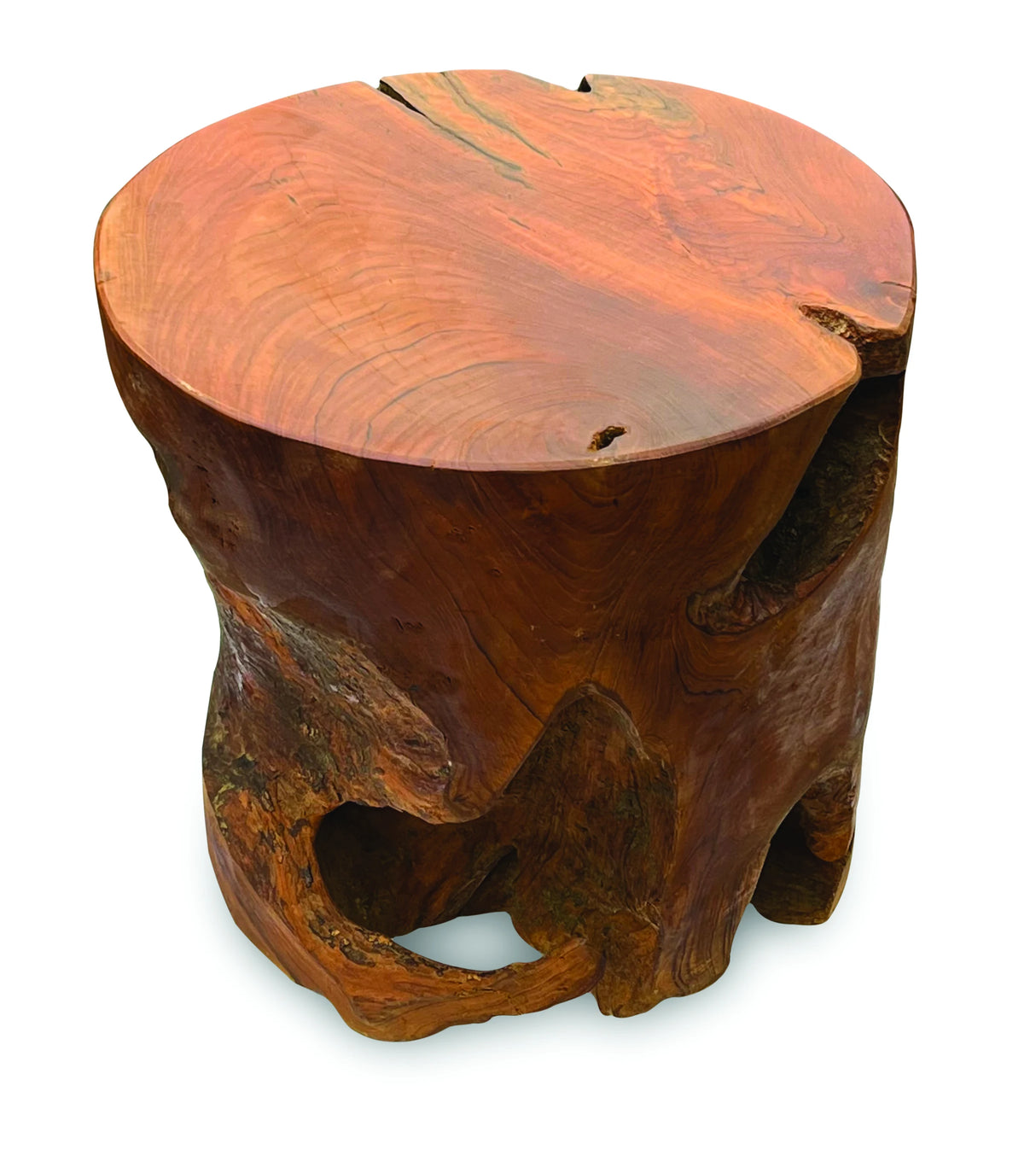 Teak Round Solid Block Lamp Table 40x40cm