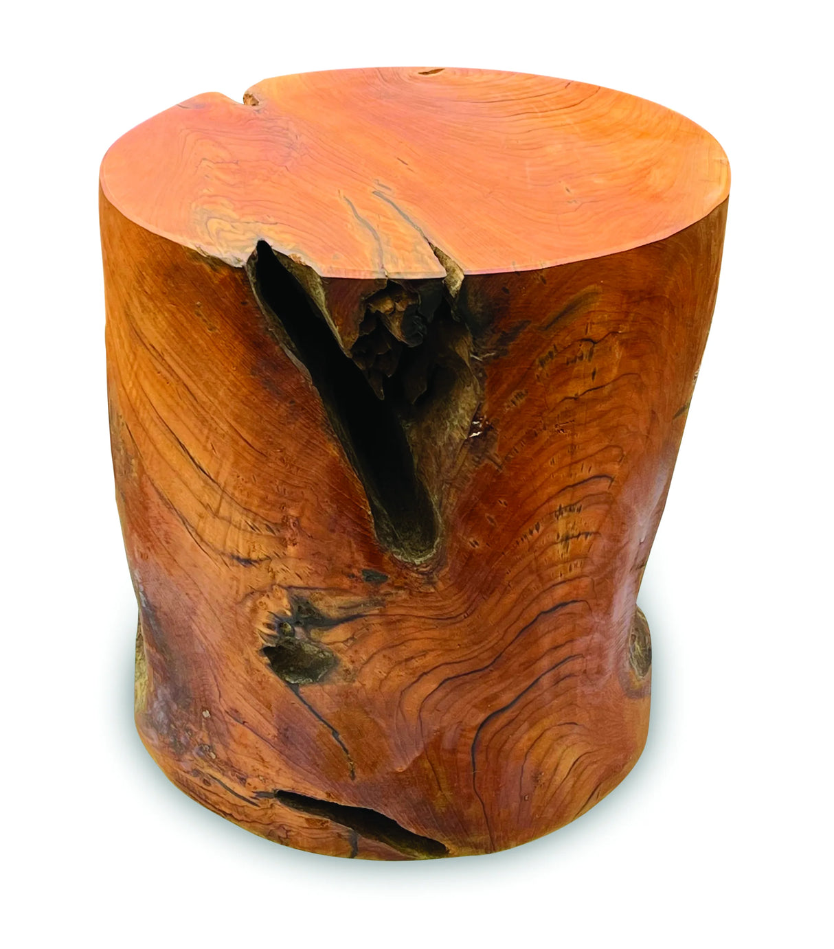 Teak Round Solid Block Lamp Table 40x40cm