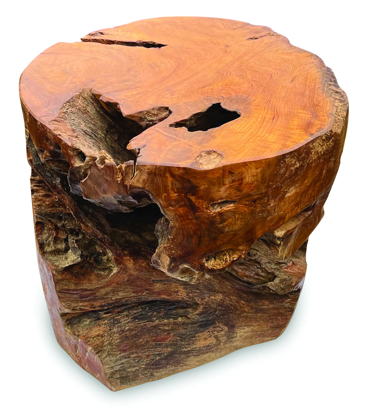 Teak Round Solid Block Coffee Table 50x50xh45cm