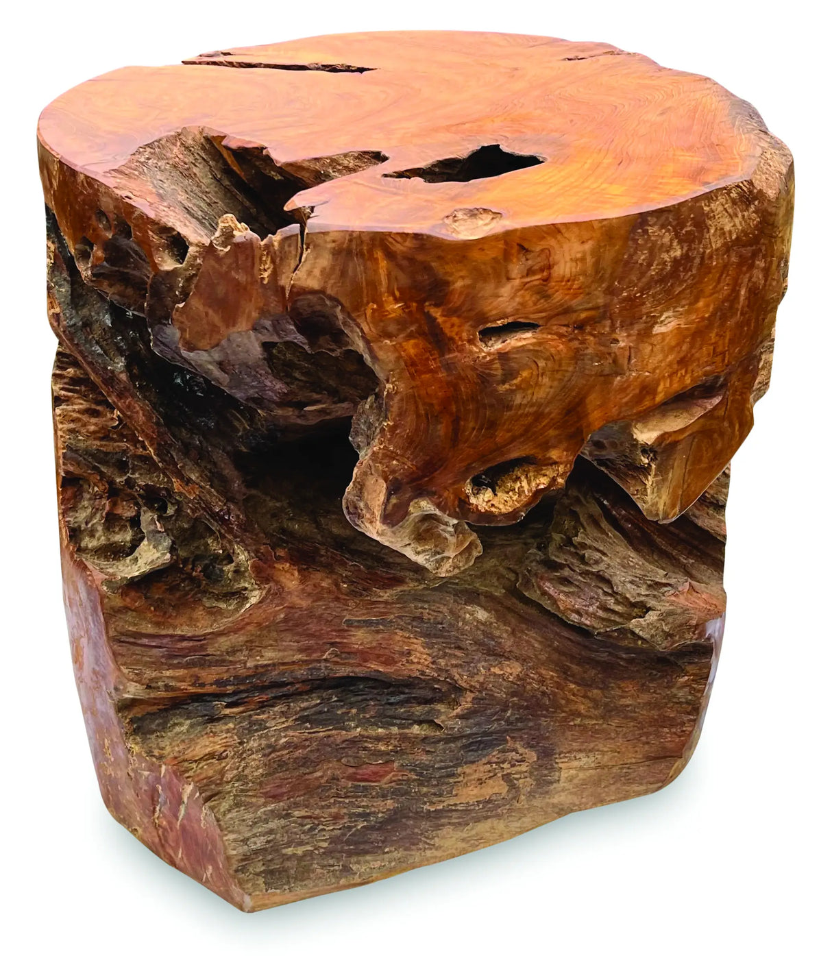 Teak Round Solid Block Coffee Table 50x50xh45cm