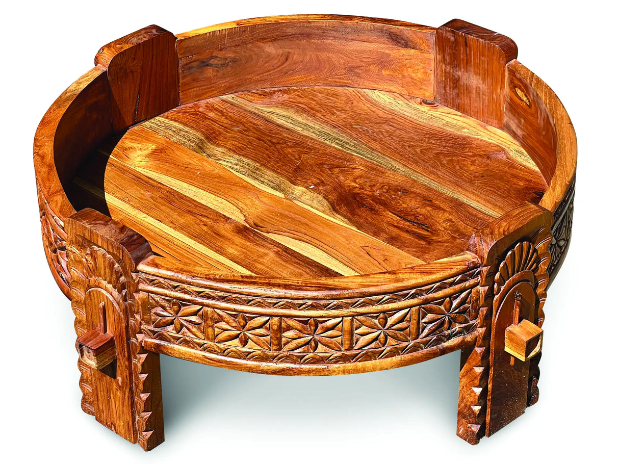 TEAK SEED GRINDER TABLE LARGE 70CM