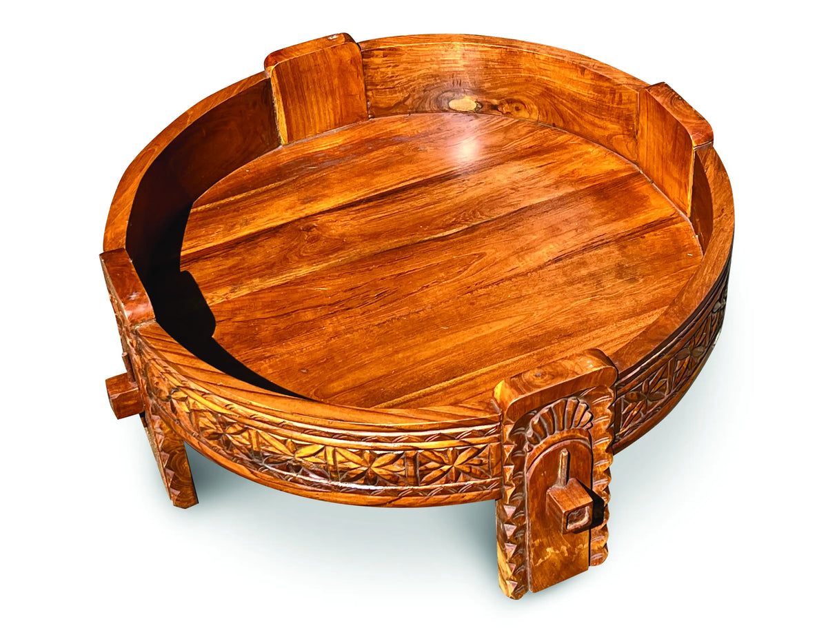 TEAK SEED GRINDER TABLE LARGE 70CM