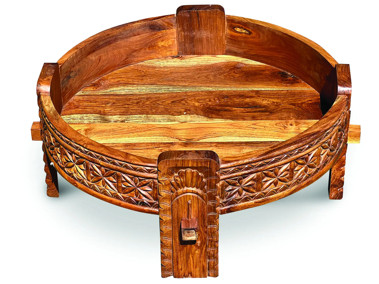 TEAK SEED GRINDER TABLE LARGE 70CM