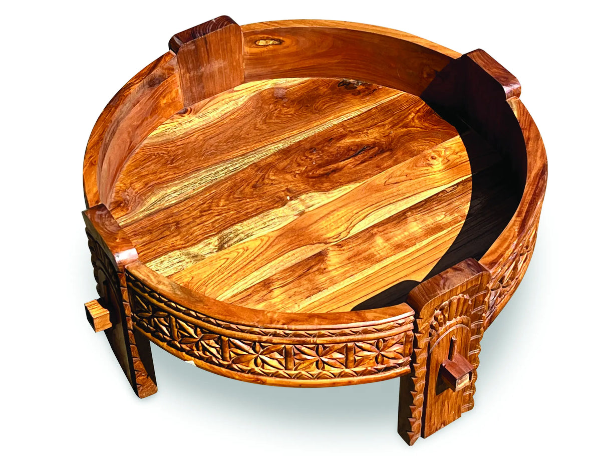 TEAK SEED GRINDER TABLE LARGE 70CM