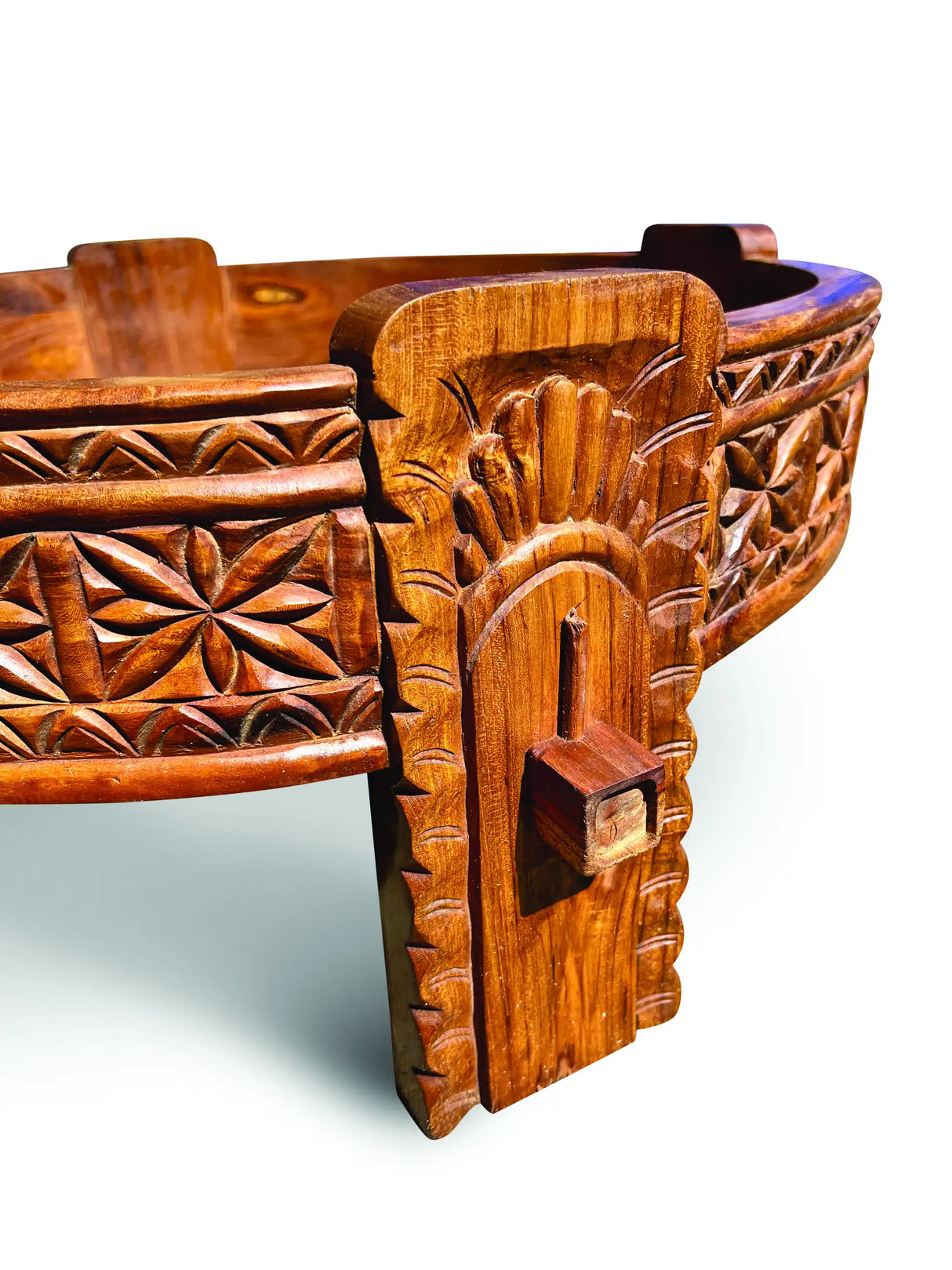 TEAK SEED GRINDER TABLE LARGE 70CM