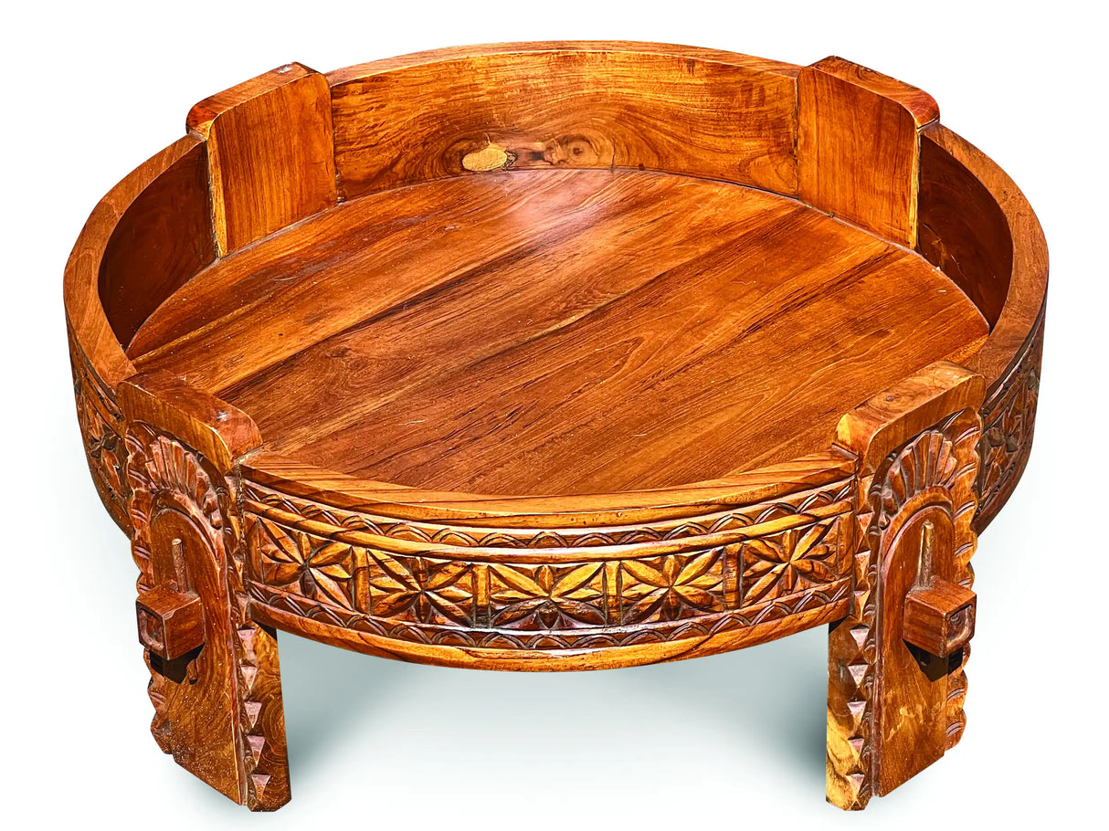 TEAK SEED GRINDER TABLE LARGE 70CM